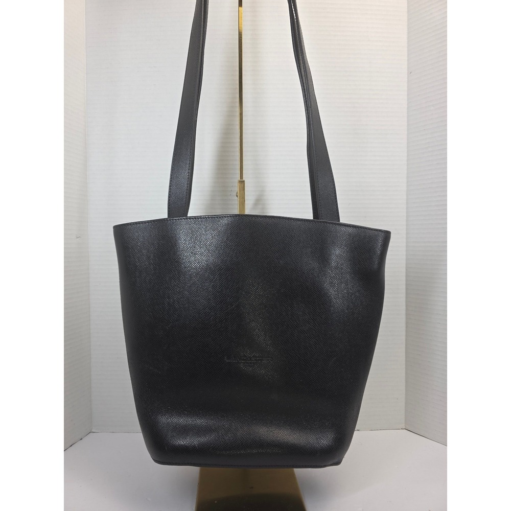 Lancaster Paris Black‎ Saffiano Leather Tote Bag Made in France Shoulder Bag